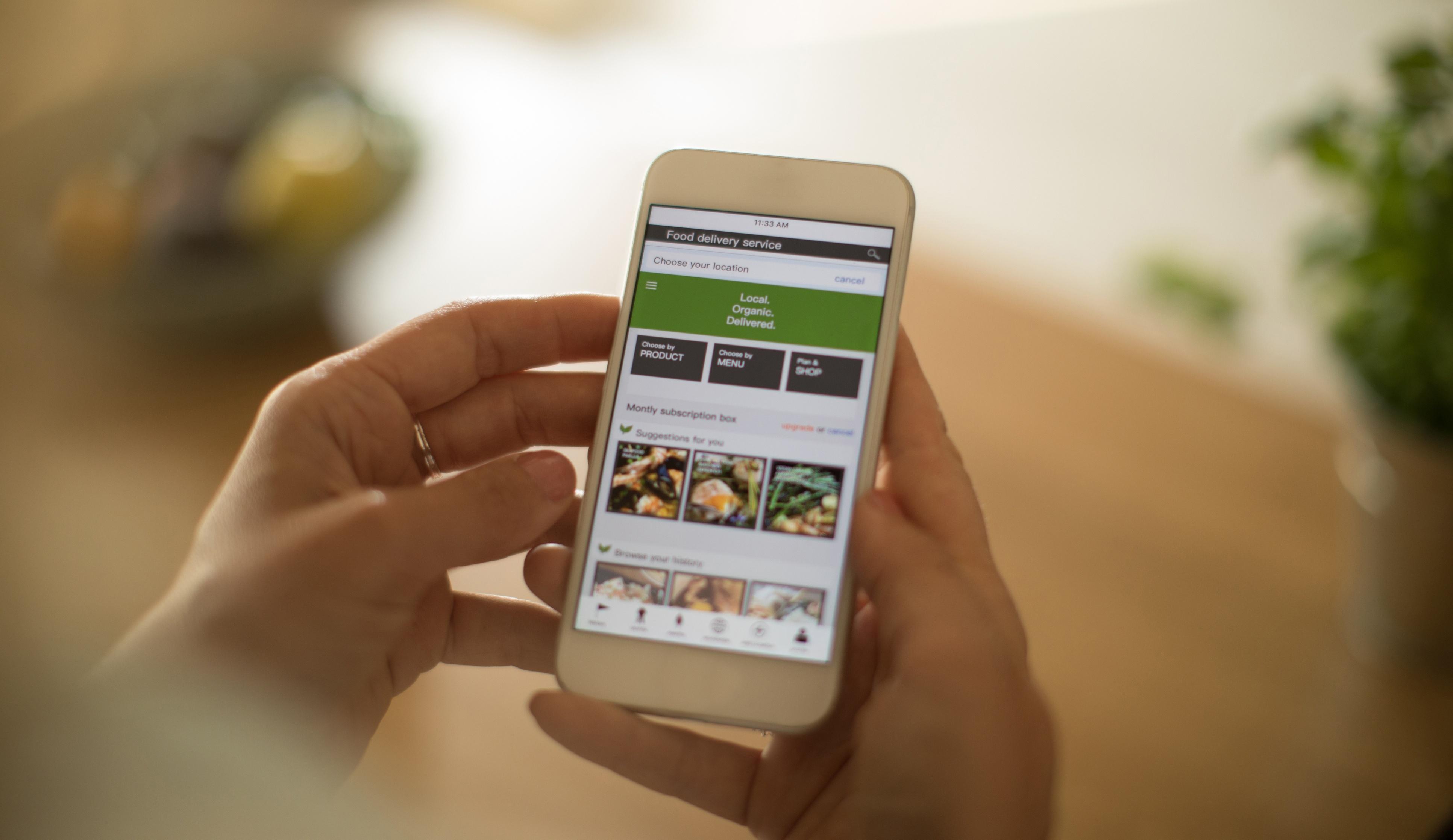 Ordering grocery delivery via smart phone